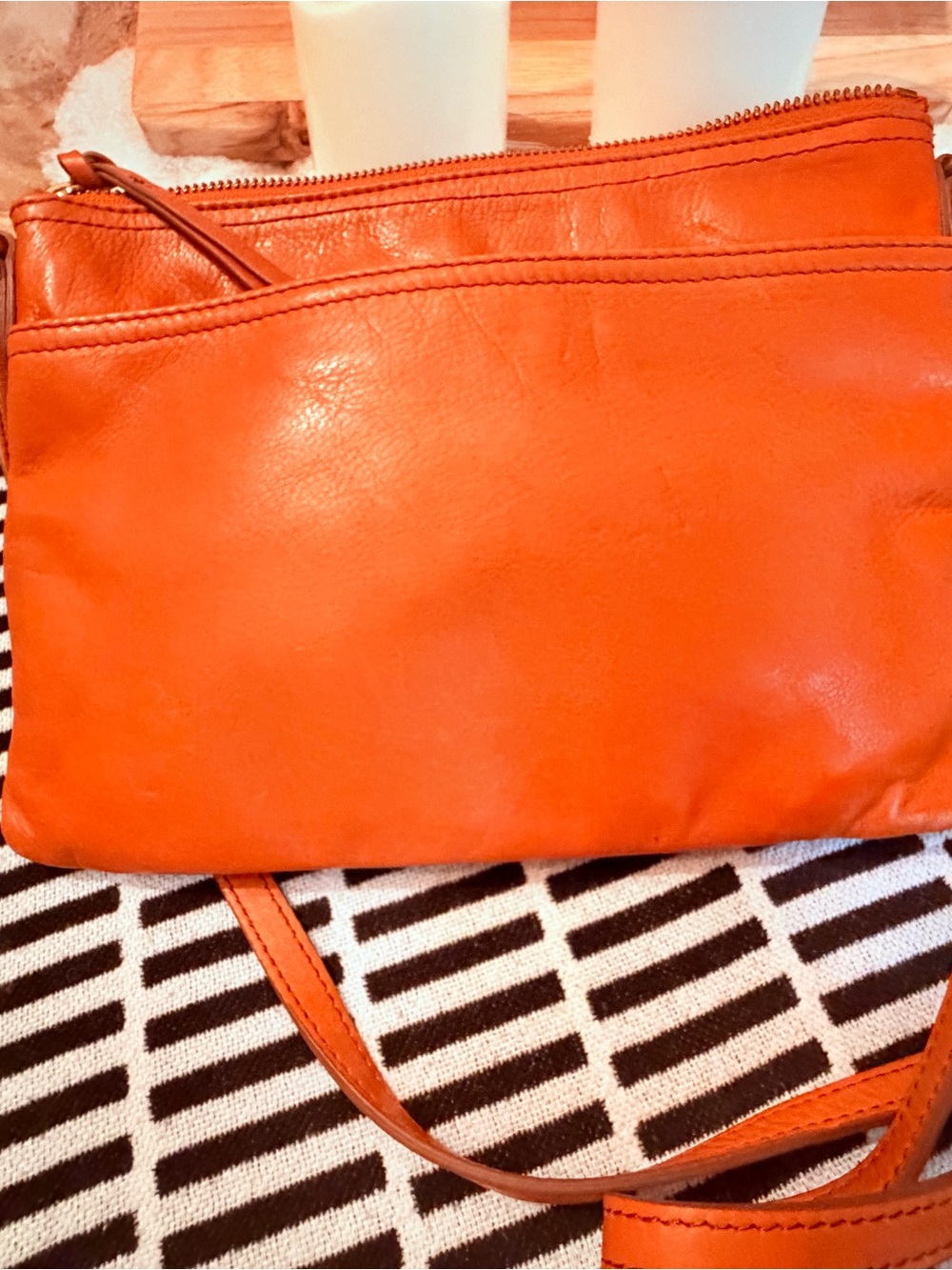margot Orange Leather Crossbody with Tassel Charm - Picture 4 of 5